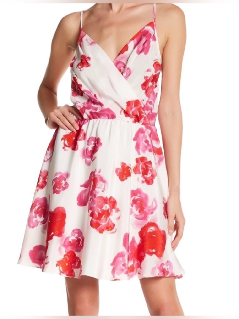 Amanda Uprichard Slip Floral Chelsea Dress Mini 100% Silk White Pink Red Small